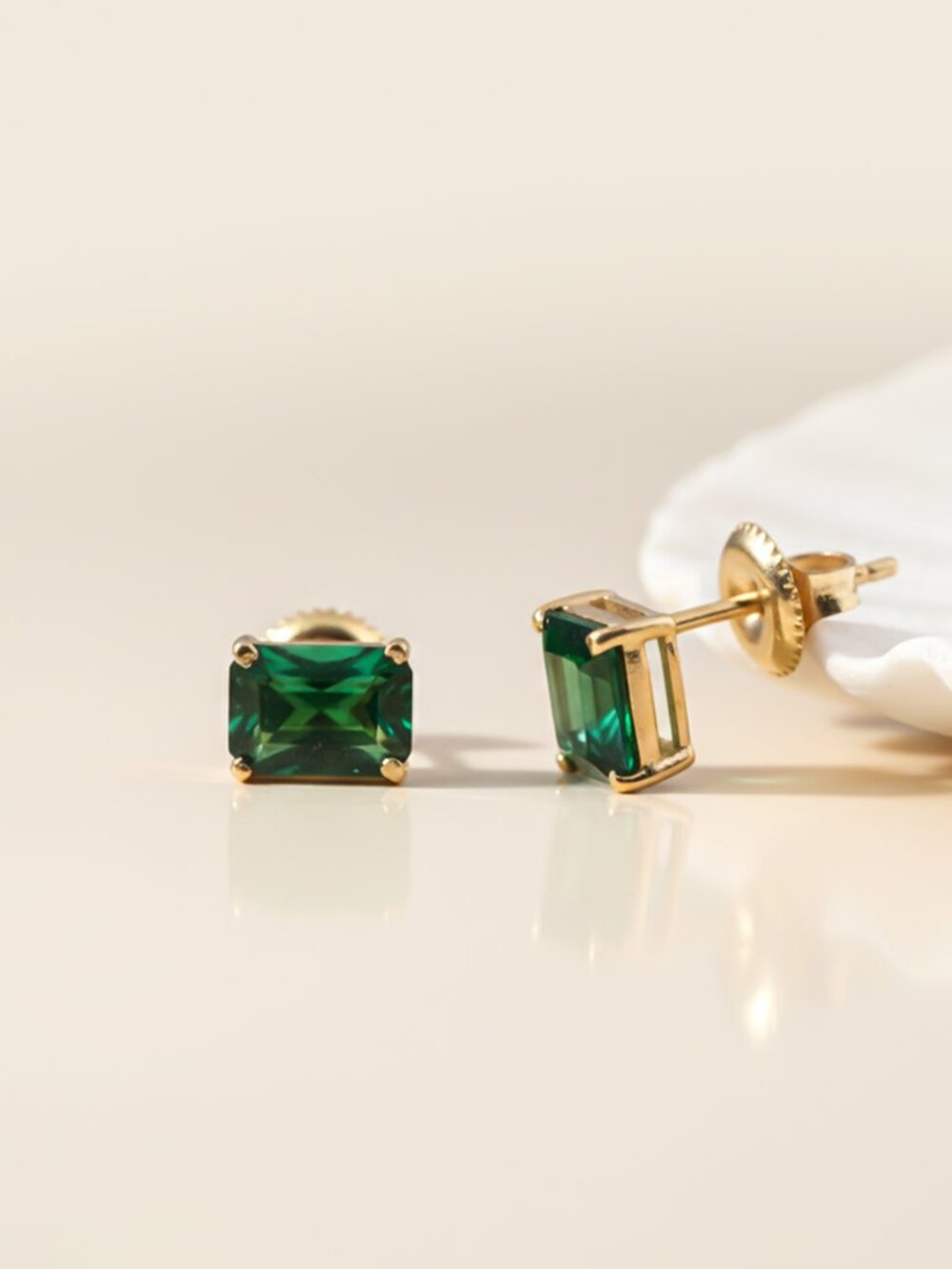 925 Silver Golden Green Forest Stud Earrings For Women Gold Vermeil (2.5 Micron)